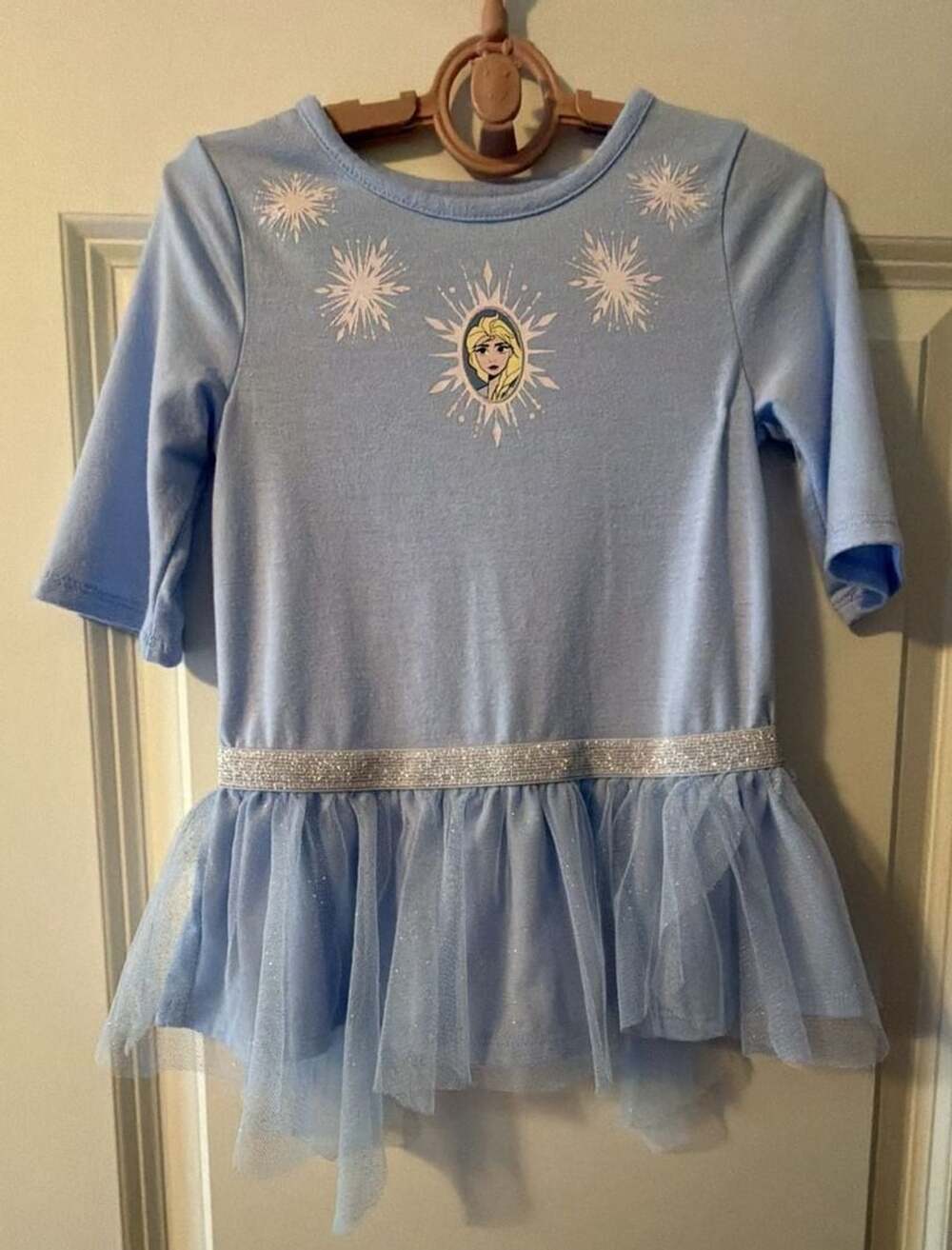 Disney Frozen 2 Elsa Blue Long Sleeve Tulle Peplum Toddler Dress Size 3T